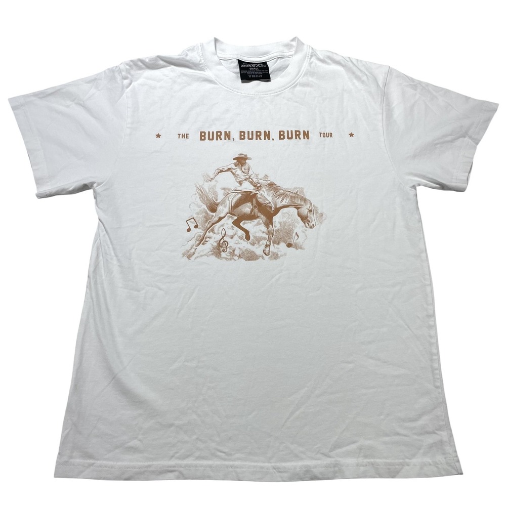 Zach Bryan Shirt Mens Small White Burn Burn Burn Tour Cowboy Graphic Tee